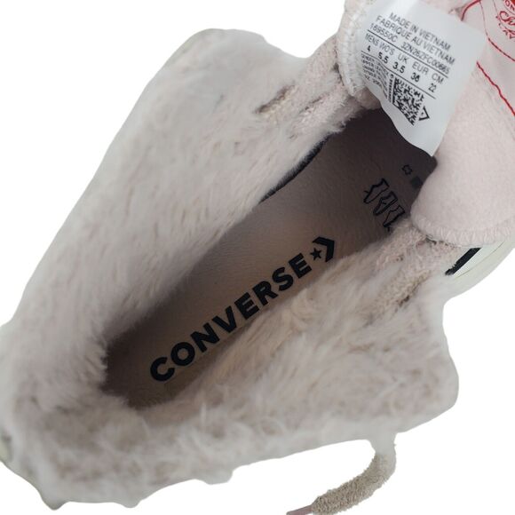 CONVERSE Shoes RUN STAR Womens Size 5.5 White Leather Faux Fur Ripple 169550C - Picture 12 of 13